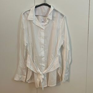 Women’s White Jcrew Tie Front Blouse- XL- new with tags
